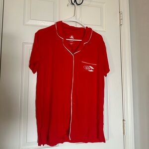 Disney Red Men's Casual Shirt with White Piping